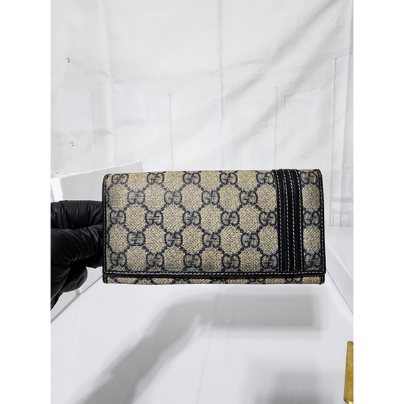 Gucci Handbags - GUCCI GG Coated Canvas Long Flap Wallet Blue/Grey
